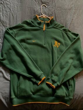 Nike Green and Yellow Oakland A's Quarter-Zip Pullover